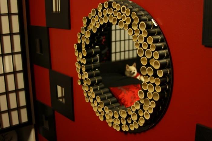 bambu-ayna-siyah-duvar tarzı-kırmızı ile-ne-yapılır