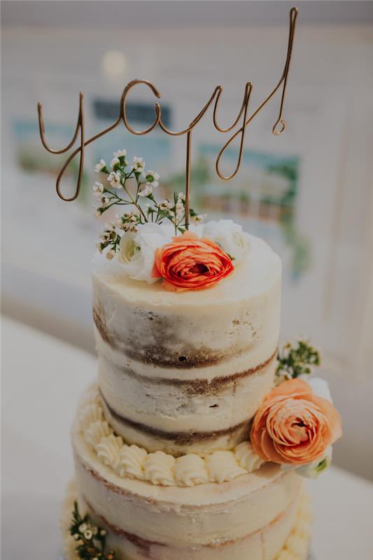 Nuogo vestuvinio torto idėja, vestuvinis tortas, šauni vestuvinio torto dekoravimo idėja