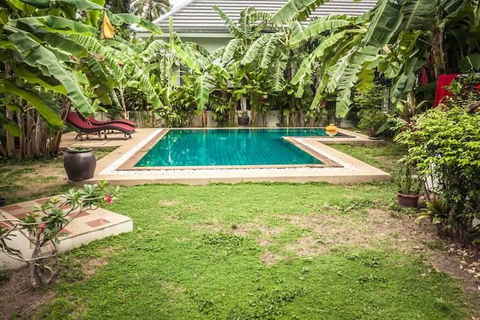 bahçe için hangi yüzme havuzu modern bir evin avlusuna gömülü yüzme havuzu örneği
