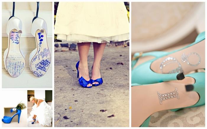 mint yeşili, lacivert ve saten beyazı bayanlar için düğün ayakkabıları, düğün ayakkabıları, kadınlar için düğün ayakkabıları, pastel renklerde modeller