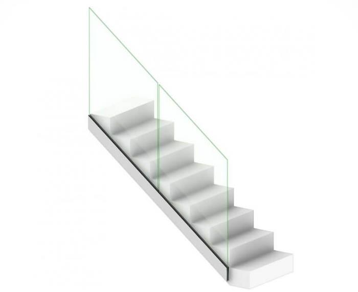 model stopniščne ograje s polno stekleno ograjo