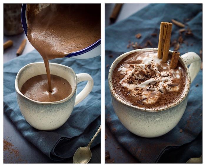 Kaju fıstığı, tarçın, zencefil, kolay proteinli kış sıcak içeceği ile ev yapımı glutensiz sıcak çikolata nasıl yapılır fikri
