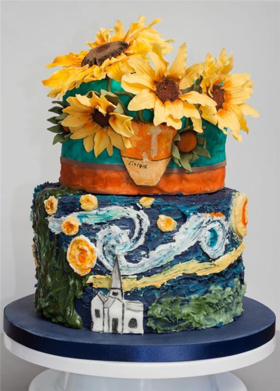 Ideje za rojstnodnevne torte moške torte za rojstnodnevno umetniško torto van gogh