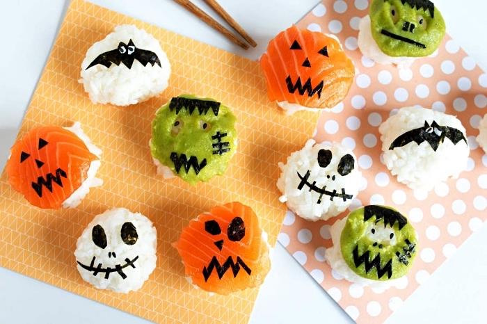 halloween sushi tamari recept različni halloween liki, domači suši recept