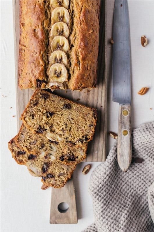 ideja za torto, da jo okusite, zdrav bananin kruh z bananami in čokoladnimi čipi brez glutena