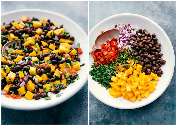 recept za vegetarijanski nadev za mehiške tacose s črnim fižolom, rdečo čebulo, rdečo papriko in sesekljanim peteršiljem