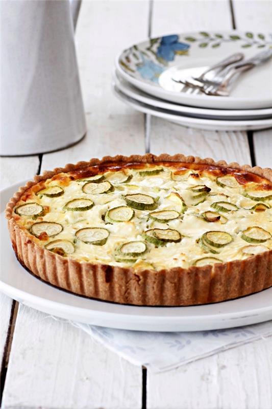 recept za quiche z ricotto in bučkami, ideja za obrok za kuhanje bučk