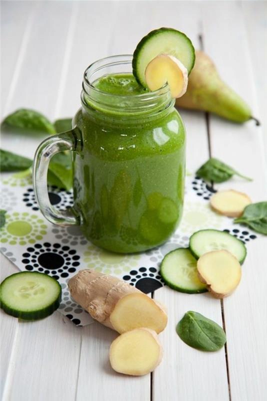 Idea detox napitek limona ingver zeleni smoothie osvežilni detox napitek recept pijača ingver in kumara