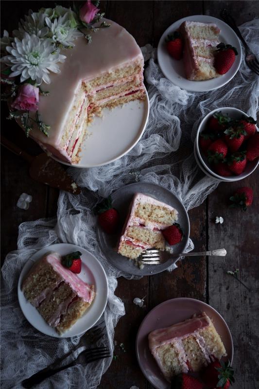 izvirni recepti za pecivo brez glutena, rojstnodnevna torta iz vanilije in glazura iz jagodnega masla