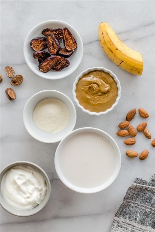 kako narediti smutije, ki krepijo lase, čudežni recept za smoothie iz banan, mandljevo maslo in fige