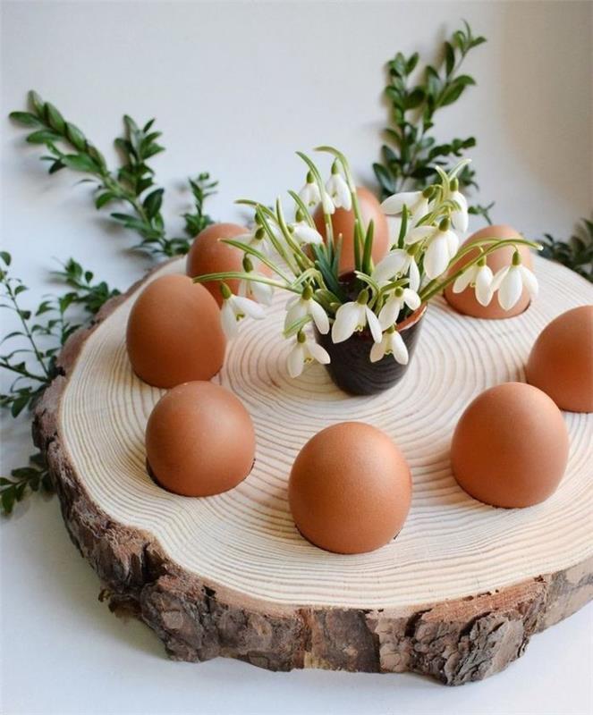 geri dönüşüm ağaç gövdesi delikli yumurta tutucu ve karahindiba ile cam vazo DIY yetişkinler için Paskalya