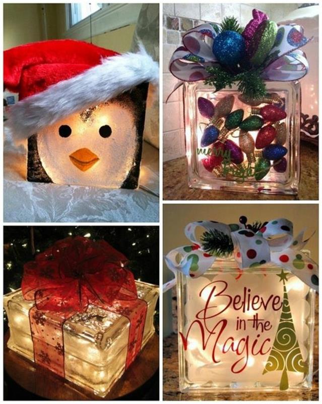 Idea regalo per Natale, pacchi di vetro decorati