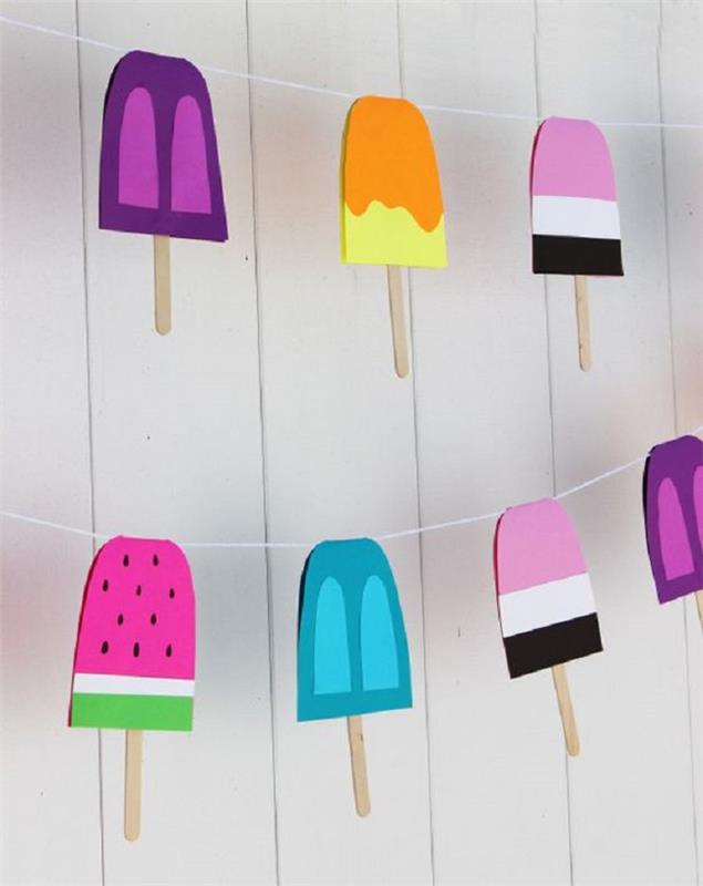 Bambini idee için Laboratori creativi, ghirlanda colorata di gelati di carta