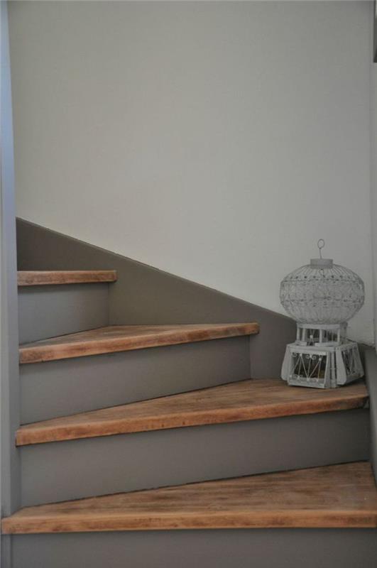 prenoviti stopnišče, tako da dvižne stene pobarvate v sivo in ohranite