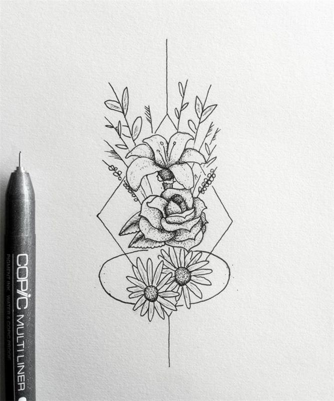 Geometrik tasarımlar, çiçeklerin nasıl çizileceğine dair fikir