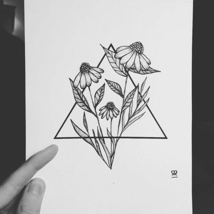 Güzel çizim geometrik şekil güzel adım adım çiçek üçgen