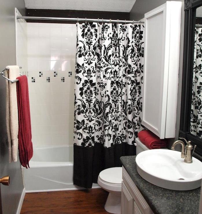 tasarımcı tarzı duş perdeleri zarif dekorasyon siyah beyaz banyo dekoru