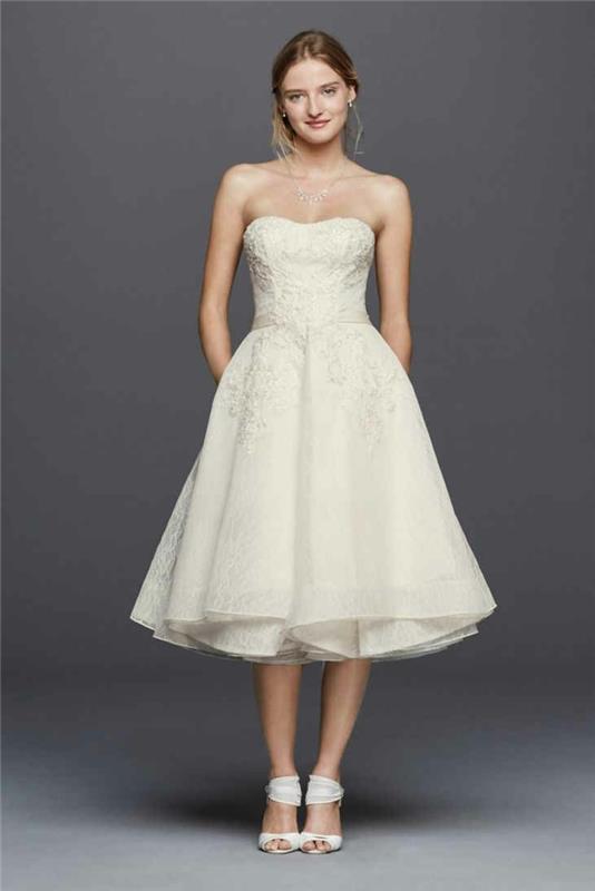 vestuvinė suknelė be petnešėlių-trumpa-be petnešėlių-vestuvinė suknelė-trumpa-vidutinio ilgio