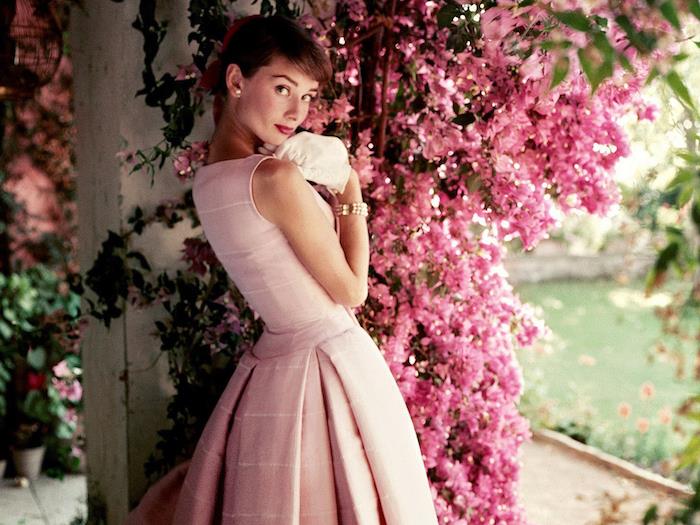 Ženska oblačila preprosta in elegantna večerna obleka svečana obleka roza obleka Audrey Hepburn