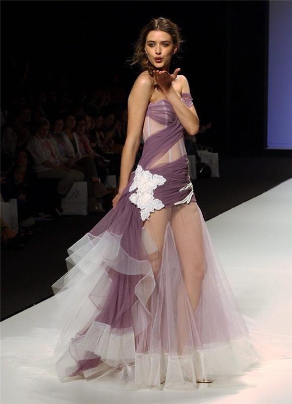 kokia originali trumpa vestuvinė suknelė, seksuali violetinė vestuvinė suknelė su altu kojoms