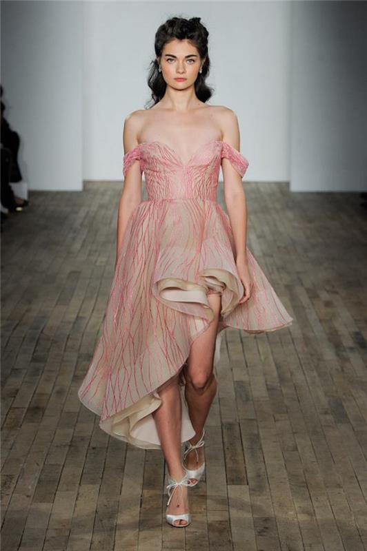 hayley paige dizainerio originali rožinė vestuvinė suknelė, aukštosios mados vestuvinė suknelė