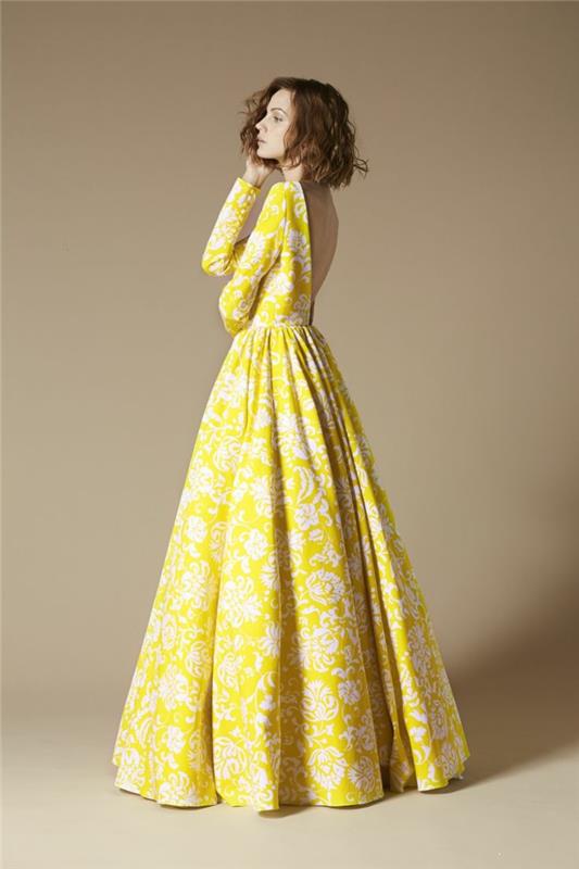 večerna obleka-lepa-elegantna-elegantna-obleka-rumena-dolge velikosti