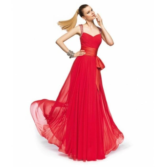 Uzun-kırmızı-canlı-la-sınıf-boyutlu-akşam elbisesi