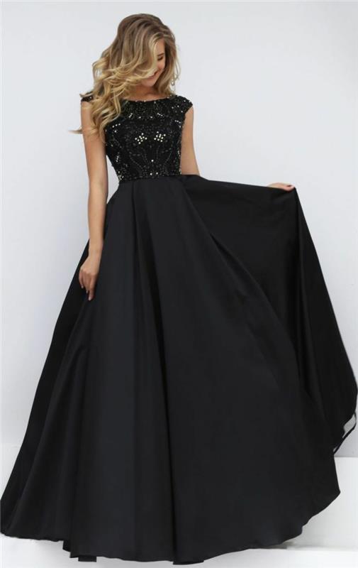 nėrinių suknelė, juoda suknelė su ilgu varpelio sijonu, nėriniuota aukšta dalis