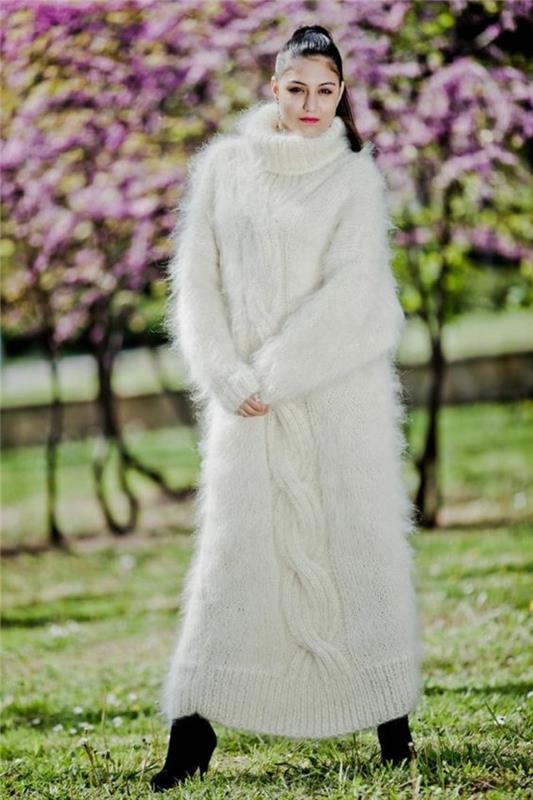 dolga-do-zemlje-ženska-volnena obleka