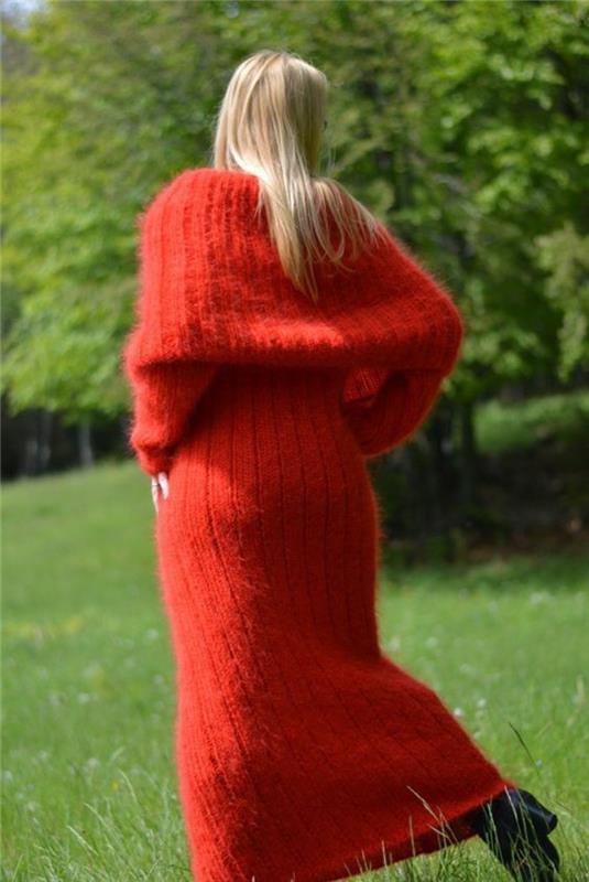 yün-elbise-kadın-in-kırmızı-tiftik