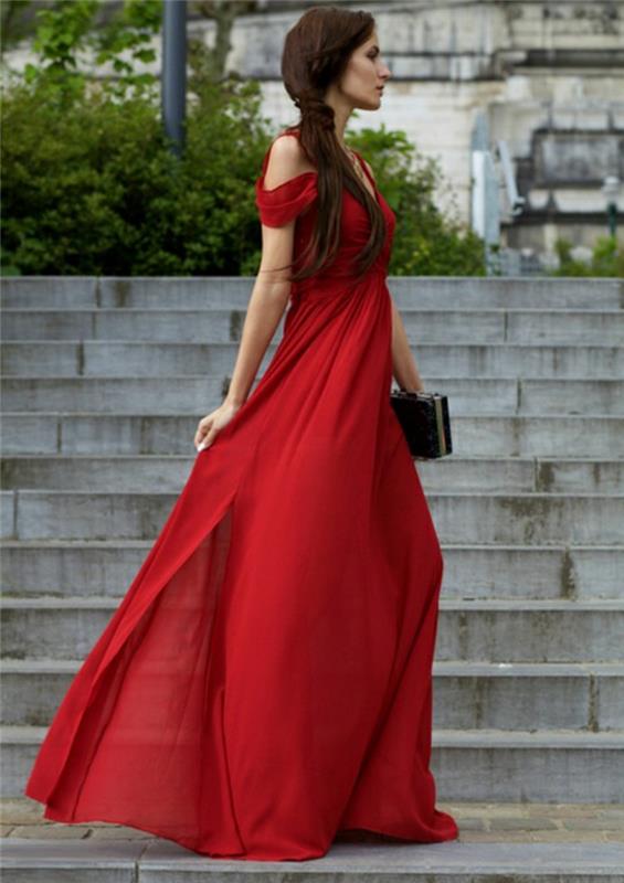 dolga poletna obleka-dolga-elegantna-poletna-obleka-elegantna-rdeča-dolga-večerna obleka