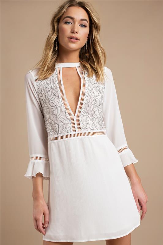 Vetement boheme moderna bela večerna obleka boemska obleka modna poletna obleka ženske čudovite kratke obleke z dolgimi rokavi