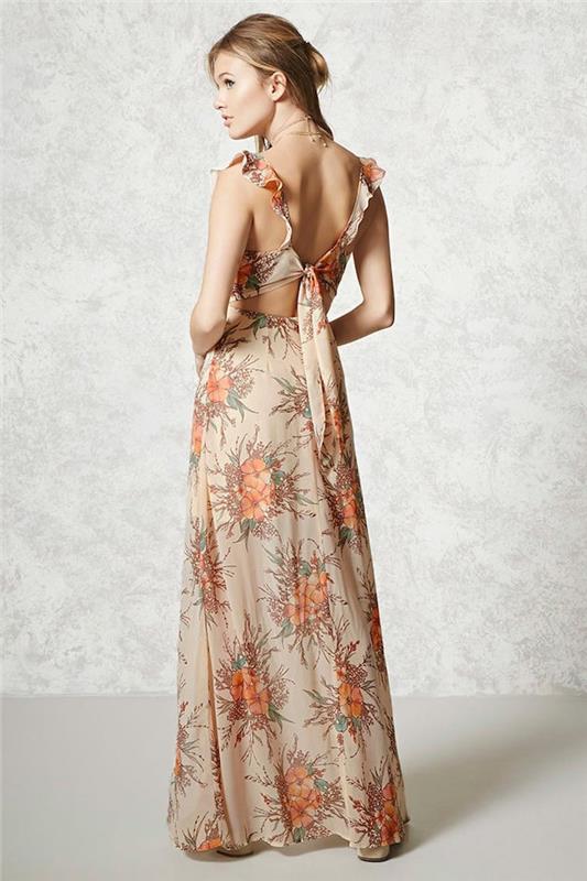 Hipiška prašmatni suknelė nėriniuota ilga suknelė moteris bohemiška prašmatni apranga ilga gėlių nugara