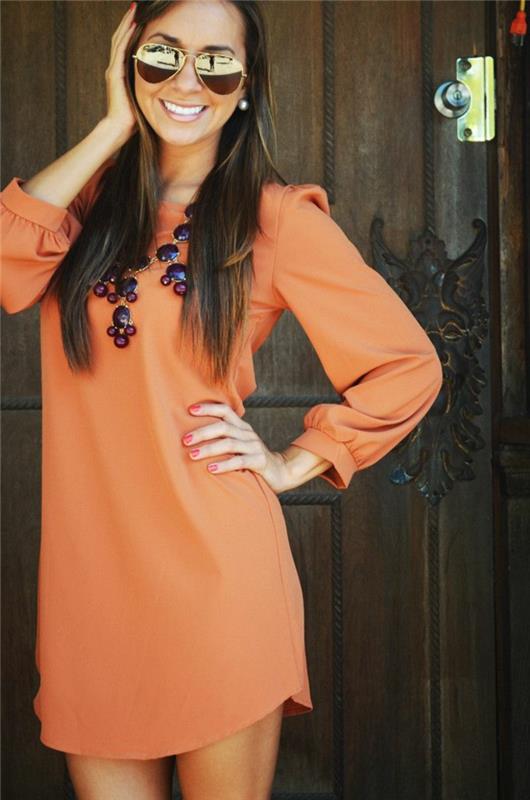 oranžinė-mini tunika-suknelė