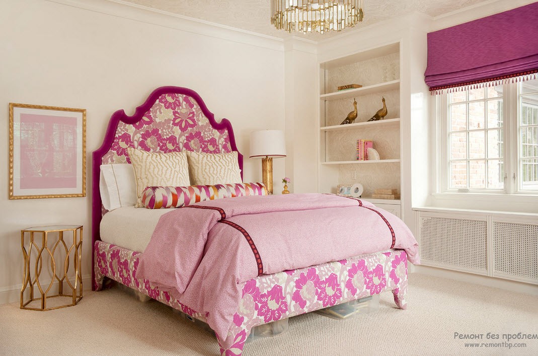 Design del letto rosa