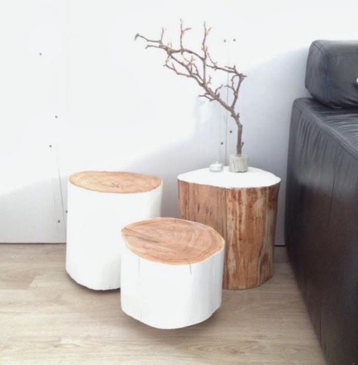 izdelajte oblikovalsko leseno pohištvo s debli