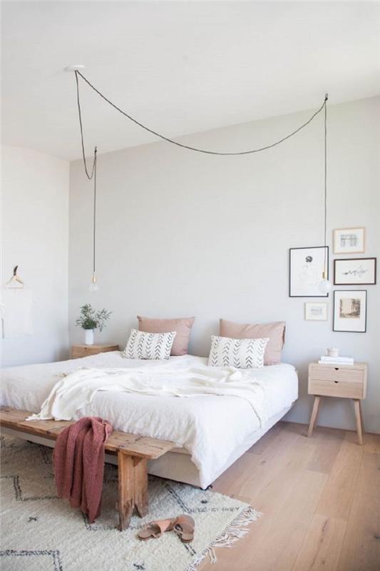 Ideali spalva suaugusiųjų miegamojo spalvoms, kurias galima pasirinkti šiuolaikiškam skandinaviškai baltam miegamojo dekorui