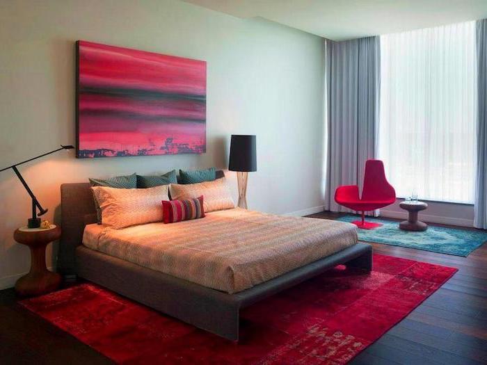 Kırmızı ve pembe yatak odası 2018 modern iç için yatak odası tasarım fikri