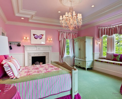 Camera da letto rosa-verde