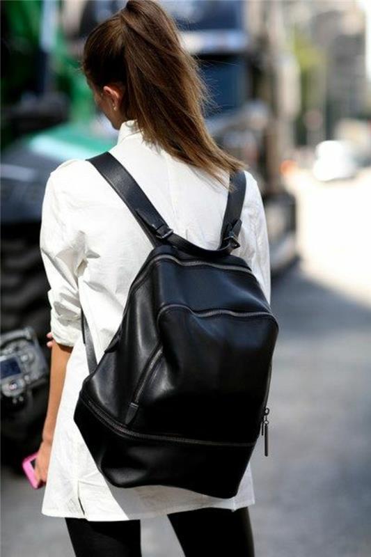 juodos odos kuprinės tendencijos moterų odinėse kuprinėse-pigios kuprinės-krepšiai