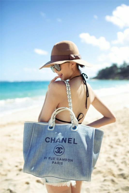 chanel-moda-kadın-plaj-çantası-kumaş-çanta-şapka-kumaş