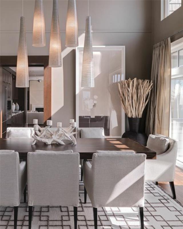 modern-yemek odası-gri-halı-ve-gri-sandalyeler-modern-oturma odası