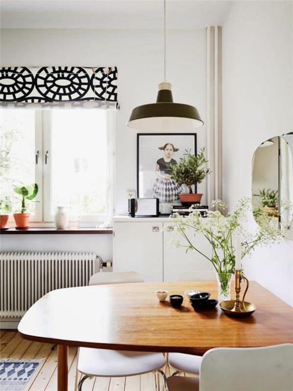 Skandinavska-jedilnica-kuhinja-miza, ki prihrani prostor v skandinavskem slogu