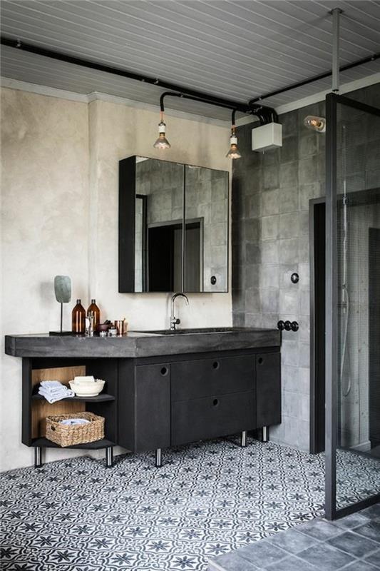 tamsiai antracito vonios kambario mozaikos plytelės-balta-juoda-pramoniniai-baldai-spalva-vonios kambarys-balta-juoda
