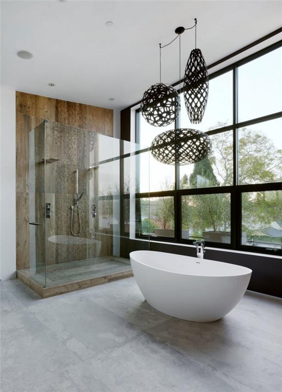 „Deco relax“ vonios kambario idėja neutraliomis spalvomis, kokia sienų danga skirta natūralaus medžio efekto dušo kabinai
