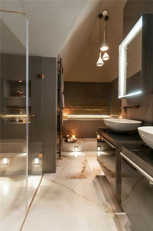 taupe spalvos vonios kambarys-baltos ir rudos plytelės-vonios kambarys