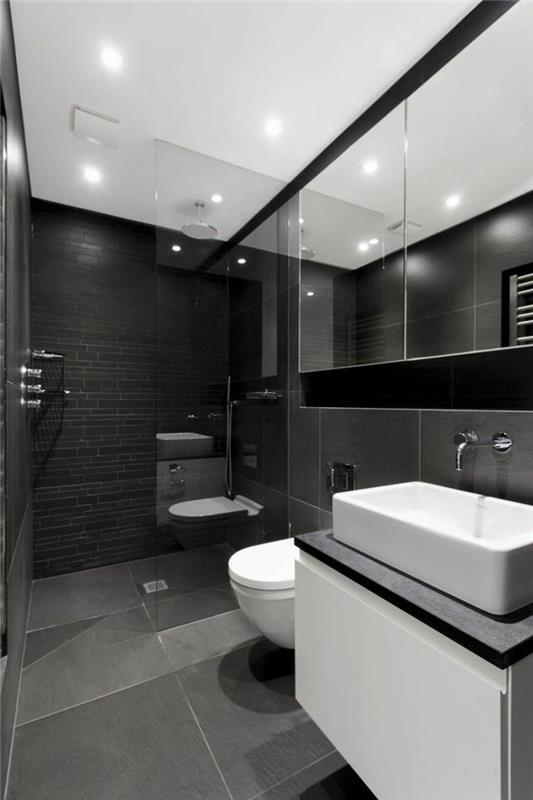 luksuzno-kopalnico-s-črnimi ploščicami-sivo-ploščice-tla-kopalniško-pohištvo