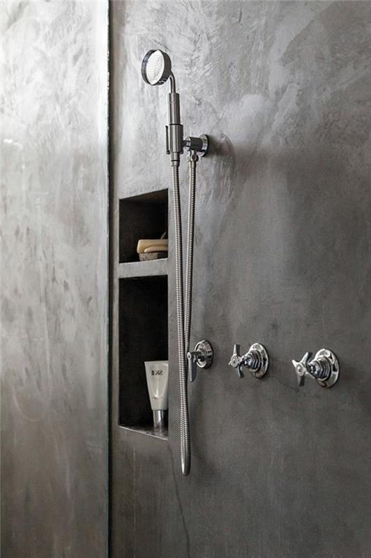 pilkas-vonios kambarys-stalviršis-vaškuotas-betonas-dekoratyvinis-pilkas-betonas-vonios kambariui