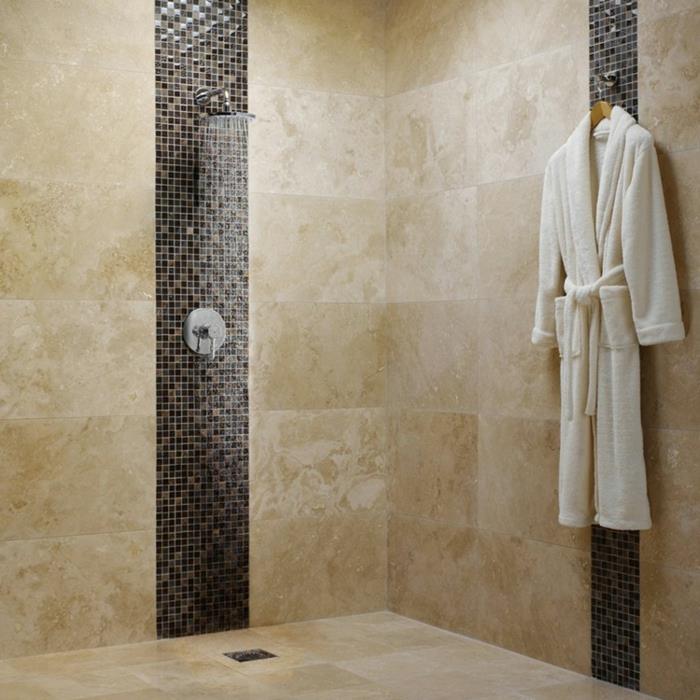banyo için duşakabin, traverten duvar kaplaması