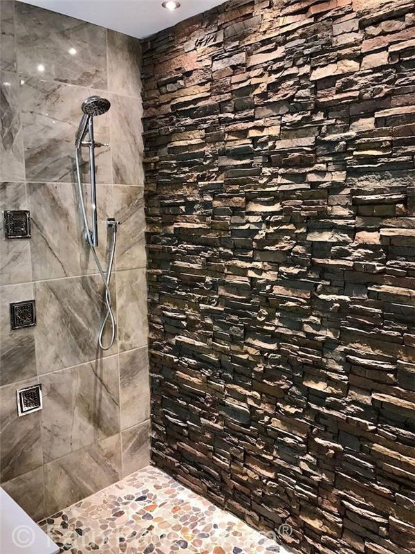 smėlio spalvos natūralaus akmens vonios kambarys įvairių tipų akmenys vonios kambaryje